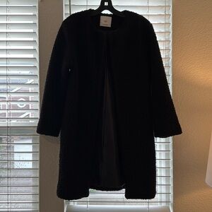 Mango swing coat Black boucle size small.